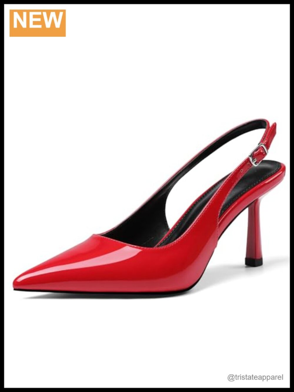 Slingback Kitten Heels Pointed Toe Dress Pumps Leather 3.35 Inch Heel